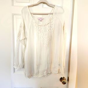 Gharani strok london embroidered beaded peasant size large romantic viscose